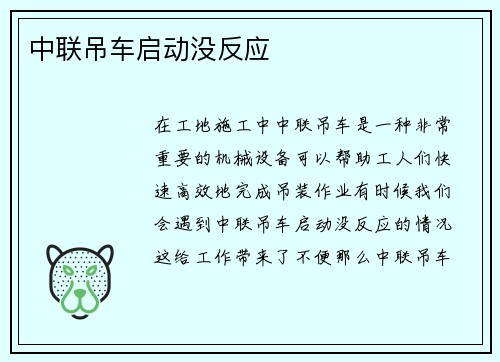 中联吊车启动没反应